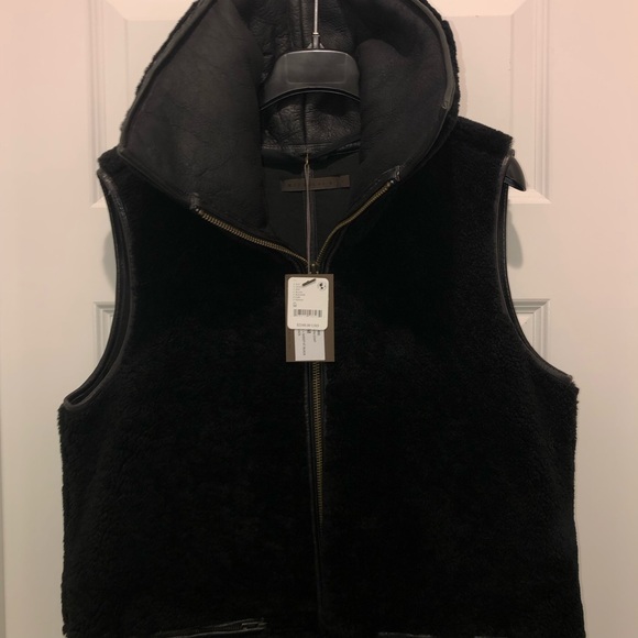 New Free People x Nicholas K Black Himalaya Sheep Fur Long Vest Coat Jacket sz M - Picture 6 of 16